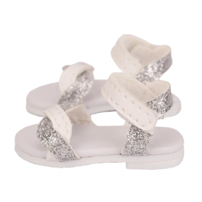 White ankle-strap sandals for Siblies dolls