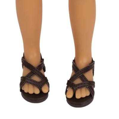 Brown thong sandals with a strap for Siblies dolls