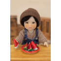 Denim & Sweater Outfit for 14cm Doll, Ruby Red