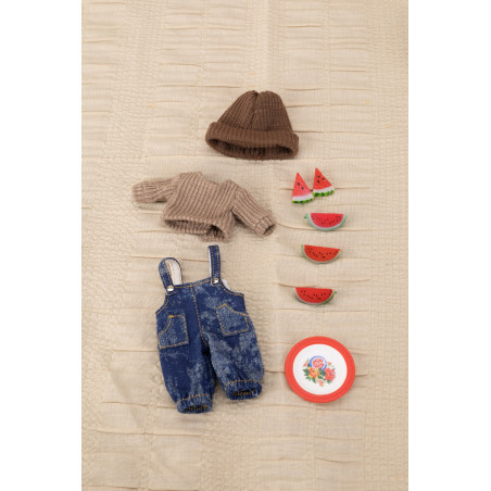 Denim & Sweater Outfit for 14cm Doll, Ruby Red