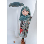 Poupée articulée Malva SPOON Zwergnase 42 cm aux yeux roses en verre de Lauscha