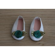 Ballerines blanches fleur verte pour Amigas
