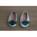 Ballerines blanches fleur verte pour Amigas