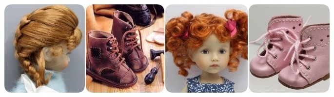 Chaussures, perruques et accessoires pour poupées