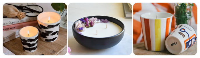 Our Souls of Earth, our range of candles in earthenware containers